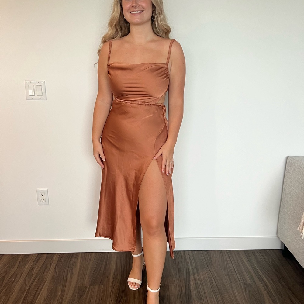 Elegant Satin Slip Dress in Copper